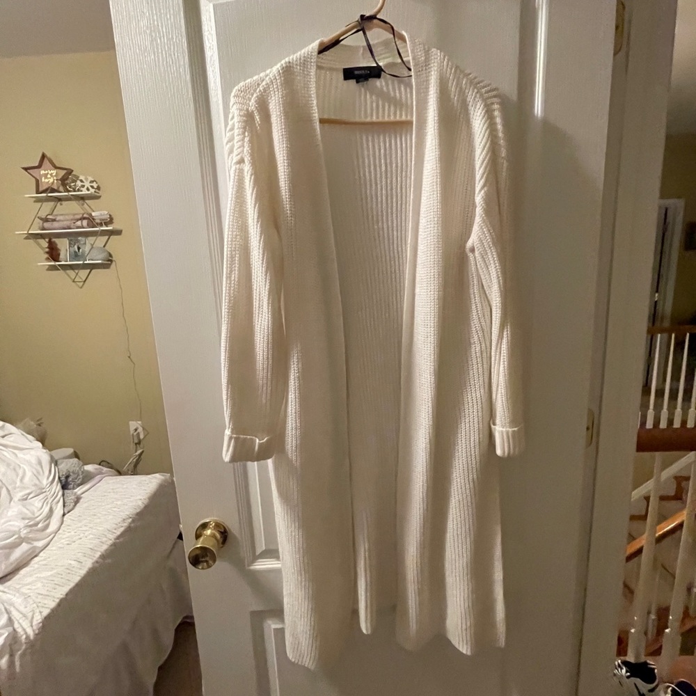 Forever 21+ longline white cardigan (0X)